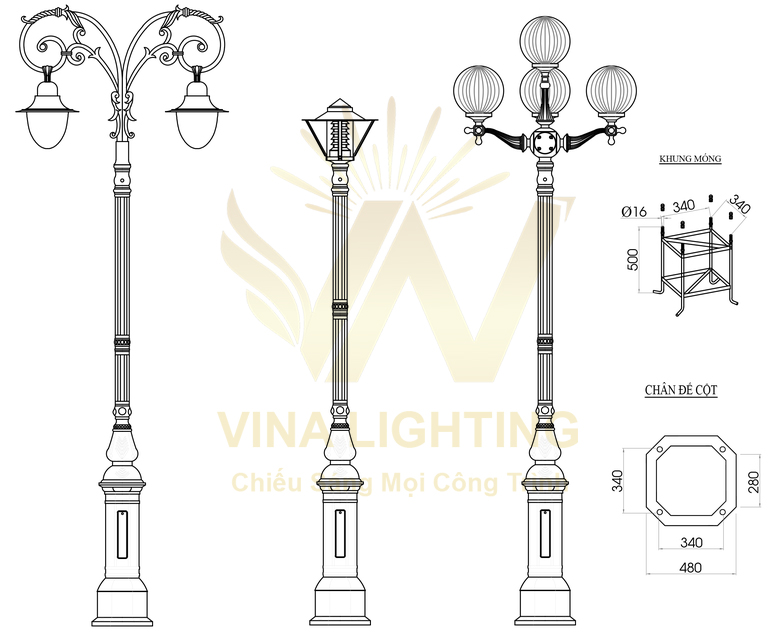 Trụ đèn trang trí sân vườn DC05B