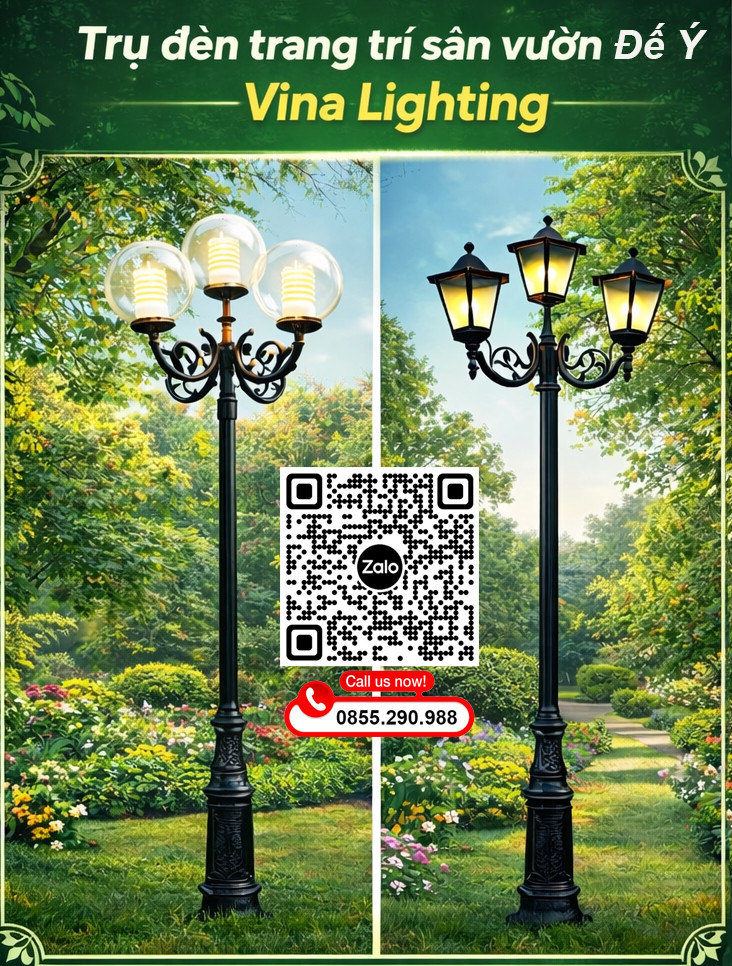 Cột đèn trang trí sân vườn Đế Ý Cột đèn trang trí sân vườn Đế Ý