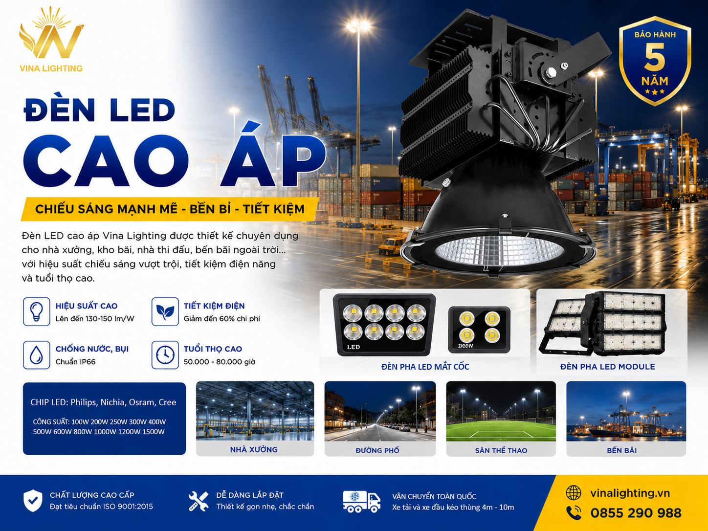 Các loại đèn pha cao áp tốt nhất 2026 Đèn pha cao áp led