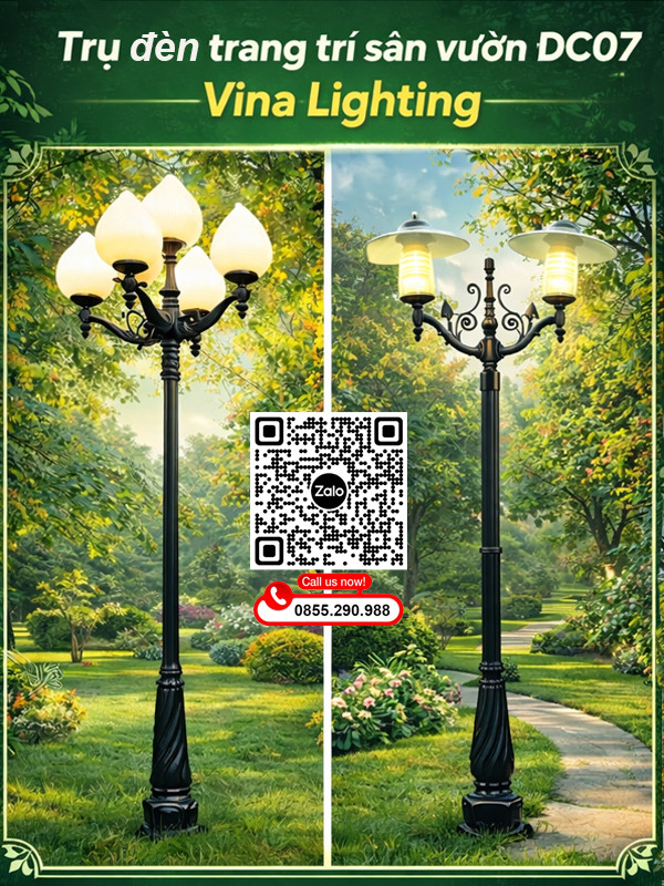 Cột đèn trang trí sân vườn DC07 Trụ đèn trang trí sân vườn DC07 đẹp