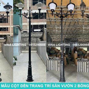 Mau cot den trang tri san vuon 2 bong