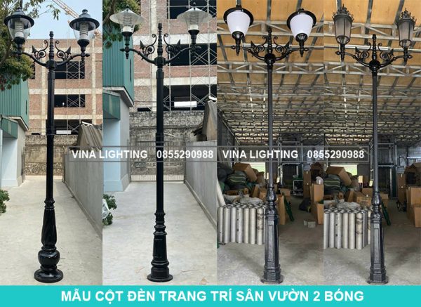 Mau cot den trang tri san vuon 2 bong