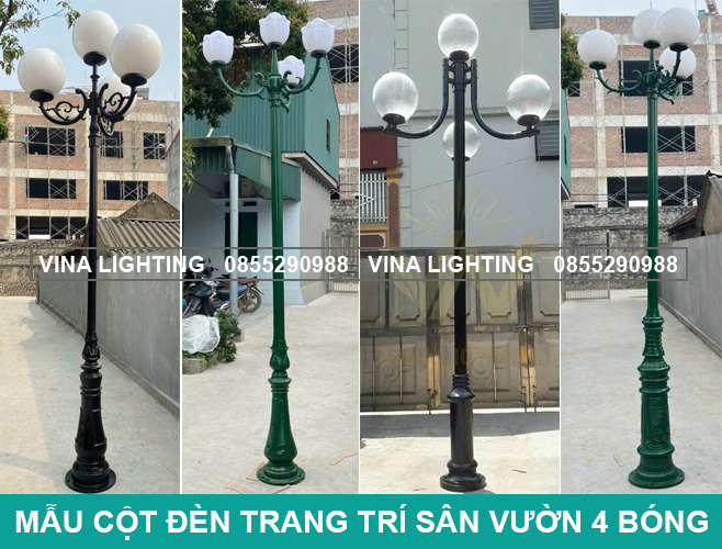 Cột đèn sân vườn chùm 4 bóng