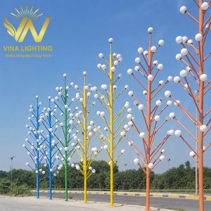 Cột đèn trang trí bóng cầu kiểu dáng cây thông Bán Cột đèn bóng cầu kiểu cây thông 35 tay đẹp