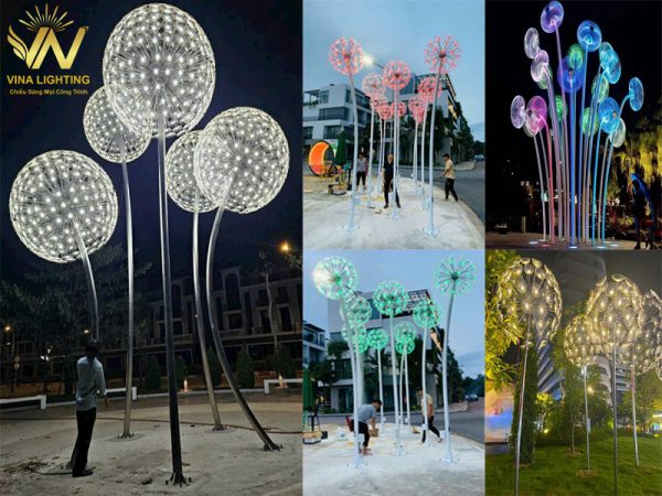 Cột đèn bồ công anh trang trí công viên, vỉa hè đường phố Cột đèn trang trí hoa bồ công anh