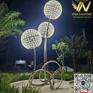 Cột đèn bồ công anh trang trí công viên, vỉa hè đường phố Cột đèn hoa bồ công anh ánh sáng trắng