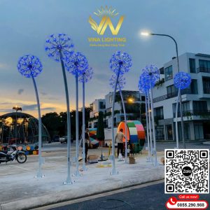 Cột đèn bồ công anh trang trí công viên, vỉa hè đường phố Cot den hoa bo cong anh mau xanh duong