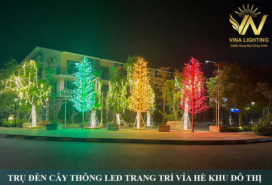 Cột Đèn Cây Thông LED Cao 5m 6m 7m 8m 9m 10m 11m 12m Trụ đèn LED cây thông trang trí vỉa hè đường phố đô thị