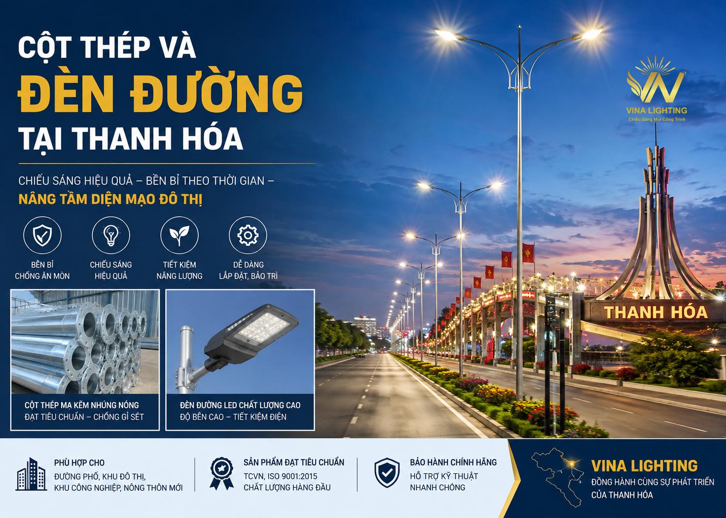 Cột thép và đèn đường tại Thanh Hóa Cột thép và đèn đường tại Thanh Hóa