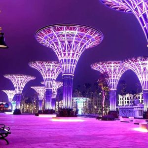Nhóm cột đèn trang trí hình cây họa tiết trống đồng đẹp