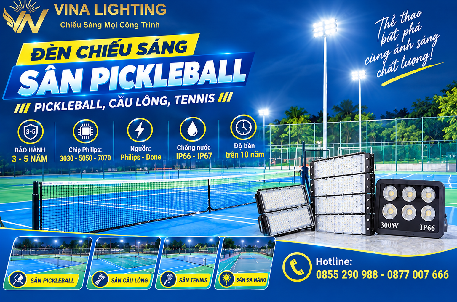 Đèn LED Chiếu Sáng Sân Pickleball